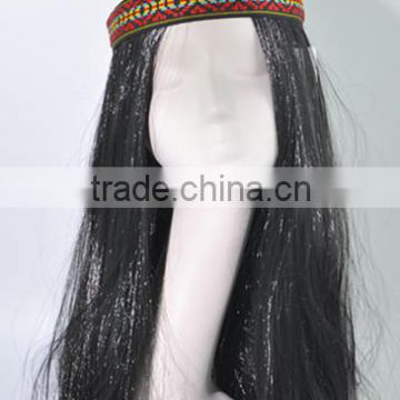 Black straight hair with Headbands for woman N194