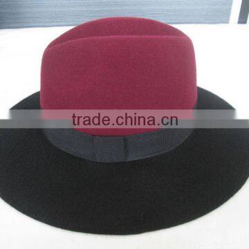 fashion ladies' 100% wool felt two tone fedora hats