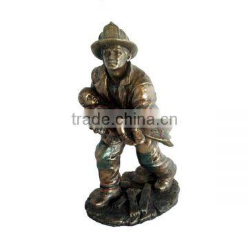 8.5 Inch Fire Fighter Rescue Resin Fireman Figurine