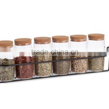 SINOGLASS trade assurane 120ml glass spice jar with cork lid 6 pcs glass jars spice rack set