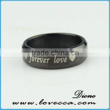 " forever love" black stainless steel engagement ring for sale