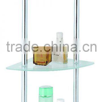 Tube metal wall mounted 3 tier glass angle shelf bathroom rack