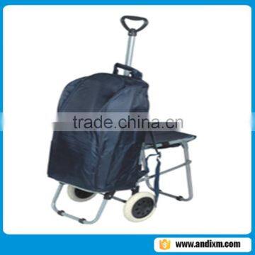 600D folding shopping trolley bag with chair Rolling fishing Bag