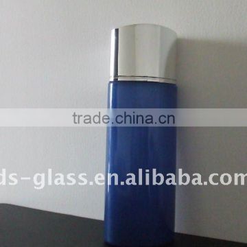 deep blue cream glass bottles screw cap with shining