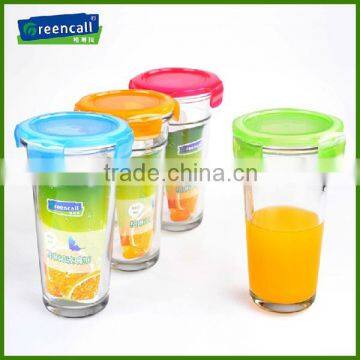 400ml clear glass cup with PP lid