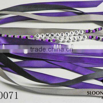 Fashion ribbon glitter hair band with can coustom acrylic letter beads bracelets