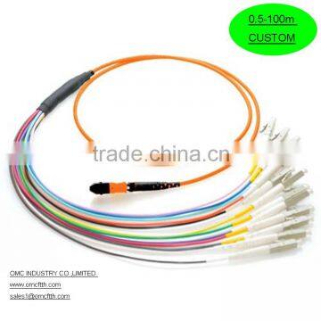 High quality 12 core breakout MPO -LC 2.0mm MM fiber optic patch cord