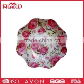 Wholesale full print flower shape melamine plate