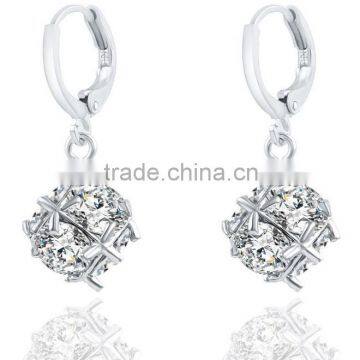 Luxury platinum jewelry fashion new 2016 clear crystal korean drop earrings X68-1