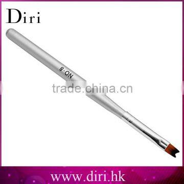 Professional Pen Half-moon Shape Silver Color Wood Handle Nail Brush For Manicure Drawing Painting