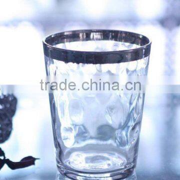 Glass double old fashion with sliver rim