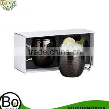 Set of 2 Barrel Style Moscow Mule Mugs - Black - Hammered Effect photo-2