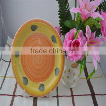 orange color stoneware plate,high quality hand painted ceramic plate,popular ceramic plate