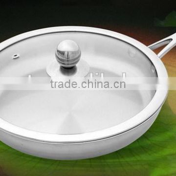 stainless steel non-stick fly pan with glass cover