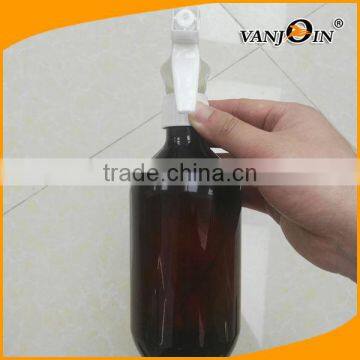 Empty 16oz Amber PET Plastic Trigger Bottle With White Trigger Wholesale photo-2