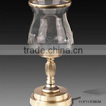 Antique Brass Candle Stick Holder, Hand Engraved Brass Mounted Crackle Glass Candle Holder For Tableware photo-3