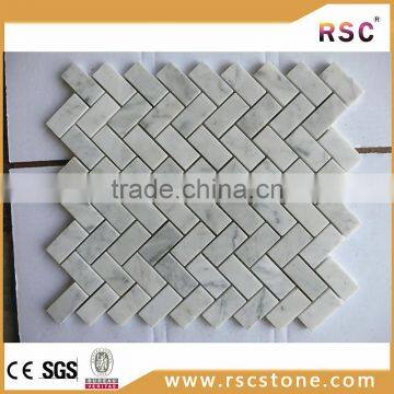 Herribone bianco carrara venato marble mosaic