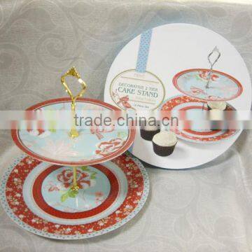 Wedding Fancy Decor Ceramic Double Layer Porcelain 3 Tier Cake Stand photo-6