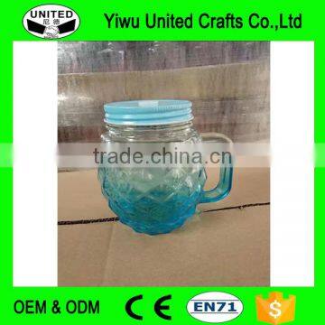 Hight Quality Glass Mason Jar With Handle and Hinged Lids,glass Mason Jars With Lids and Straw Glass Bottle photo-2