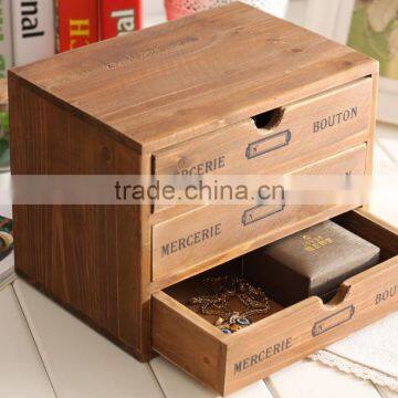 Three Layers Brown Wooden Jewelry Gift Boxes photo-2