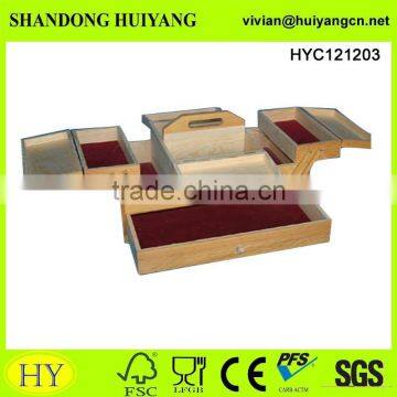 Promotional Custom Design Wooden Sewing Box Wood Fold-Out Accordion Sewing Craft Storage Box photo-2