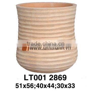 Cylinder High Quality Streaky Sandy Terracotta Planter