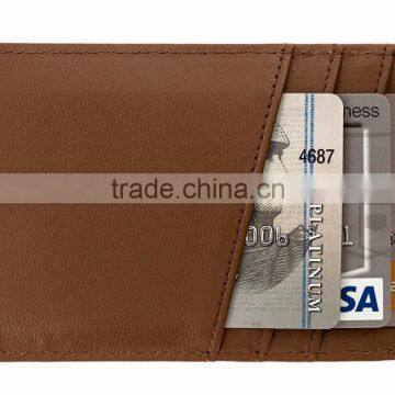 RFID Blocking Genuine Slim Leather Wallet Credit Card Case Sleeve Card Holder With Painted Edges