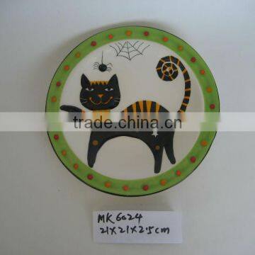 wholesale ceramic pumpkin halloween candy plate