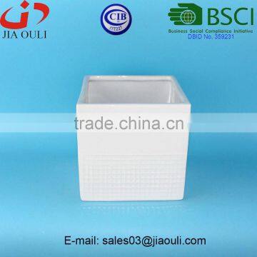 BSCI Certificate Factory Simple Design Square Ceramic Flower Pot, Cube Planter photo-2