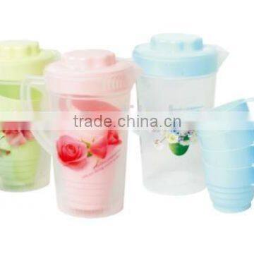 Plastic water jug cooler set with 4 cups