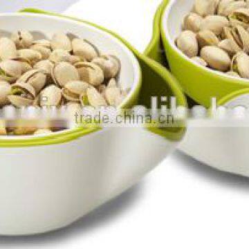 innovative bowl-in-dish plastic snack bowl set with divider