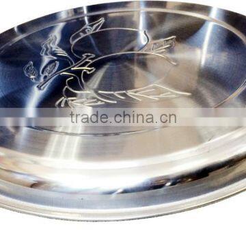 28cm High Quality Stainless Steel Round Serving Tray photo-3