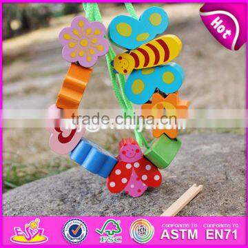 2017 New Design 10 Pieces Beads Children Preschool Wooden Lacing Toys W11E064-S photo-2