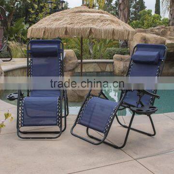 Outdoor Garden Navy Blue Metal Folding Zero Gravity Patio Chair