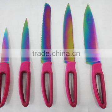 5pc plating titanium kitchen knife set