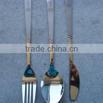 410 stainless steel Partial gold plated flatware,service for 3 birthday and promotional gift flatware wholesale