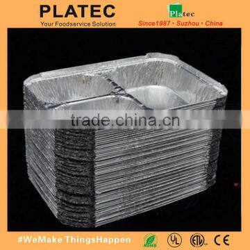 Disposable sealable aluminium foil food tray with lid for hotel takeaway