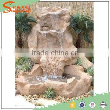 2016 New four steps outdoor natural stone artificial rock waterfall ,