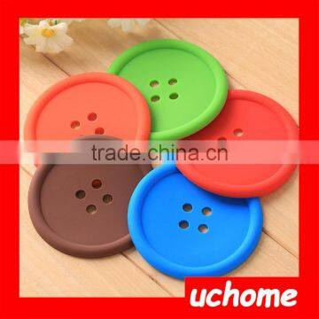 UCHOME Lovely Button Shape PVC Cup Coaster/Colorful PVC Mat