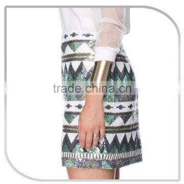 Young Ladies Geometric Pattern Slim Tight Sequin Penicl Skirt photo-6