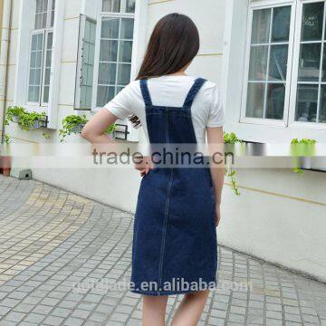 2016 Hot Sale Women Suspender Skirt Women Jean Skirt Denim Skirt photo-3