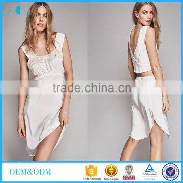 Halter lace insert crop top and asymmetrical skirts ladies two piece sets 2017 Guangzhou new fashion