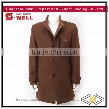 2016 china wholesale wool and polyester custom long men coat