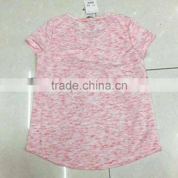 Women Stock Apparel V-neck Slub Cotton T-shirt photo-5