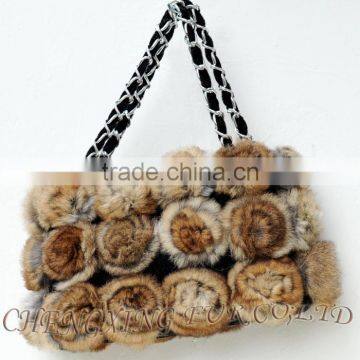 CX-H-13 Latest Fashion Design Ladies Genuine Rabbit Fur Hand Bag photo-5