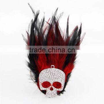 Fashion Large Full Rhinestone Skull Brooches Peacock Feather Corsage Brooch All-match Formal Dress Clothing Clasp photo-4