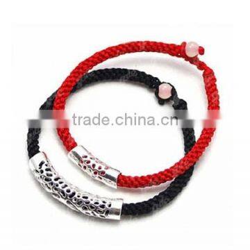 2017 Ethic black and red cord bracelets with metal charms diy handmade cord couple bracelets for Valentine's Gifts