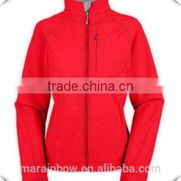 women's 100% polar fleece jacket , high quality plain red design full-zip up jackets without hood