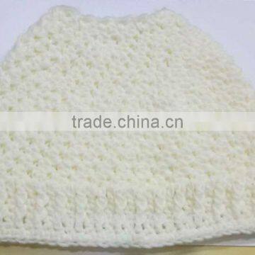 Yellow Wholesale Messy Bun Ponytail Beanie Crocheted Hat photo-3