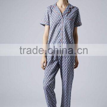 Dot all over printed cotton pyjamas women